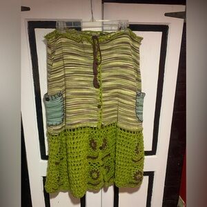 Green and Brown crochet skirt with major boho vibes Size S/M